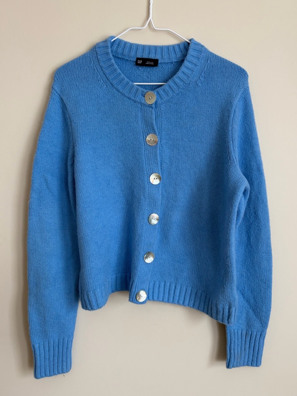 GAP Blue Cotton Blend ButtonUp Cardigan w/ Mother of Pearl Buttons Women’s M